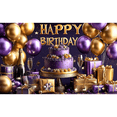 thumbnail image 1 of LUUFILx 180x110cm Glamour Purple Theme Birthday Banner Birthday Party Background Anniversary Backdrop Hanging Cloth Party Decoration Supplies, 1 of 1