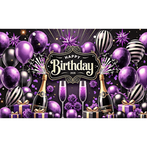 LUUFILx 180x110cm Glamour Purple Theme Birthday Banner Birthday Party Background Anniversary Backdrop Hanging Cloth Party Decoration Supplies