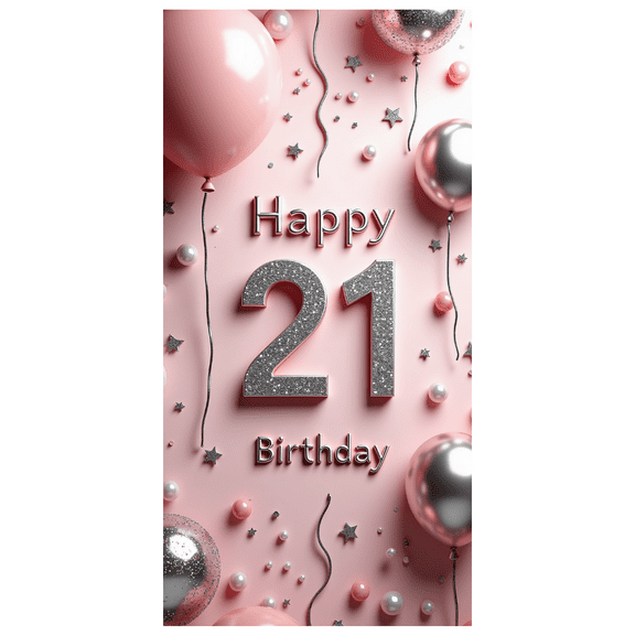 LUUFILx 21st Birthday Party Supplies Pink Balloon Banner Decorations Happy Celebration Backdrop Photography Props Background Decors