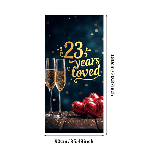 LUUFILx 23 Years Loved Anniversary Backdrop Romantic Celebration Banner for Events Weddings Party Decorations Photography Background Props