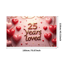 LUUFILx 25 Years Loved Glitter Banner Decoration Party Supplies Anniversary Backdrop Heart Celebration Event Photography Props Background Decor