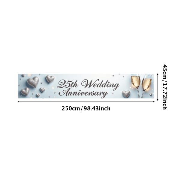 LUUFILx 25th Wedding Anniversary Banner Backdrop Decorations for Celebration Party Supplies Anniversary Gifts Champagne Hearts Background