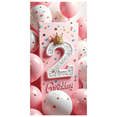 thumbnail image 1 of LUUFILx 2nd Birthday Backdrop Banner Party Supplies with Crown Design Confetti Decor Balloons Photography Props Celebration Background Pink Decoration, 1 of 8