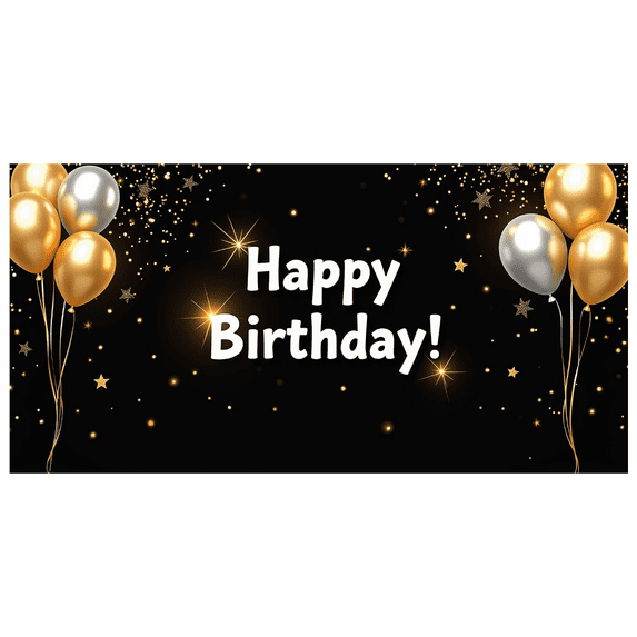 LUUFILx 40th Birthday Backdrop Banner Gold Black Party Decoration Supplies Photography Props Vintage Elegant Background Balloons