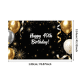 thumbnail image 1 of LUUFILx 40th Birthday Backdrop Banner Gold Black Party Decoration Supplies Photography Props Vintage Elegant Background Balloons, 1 of 9