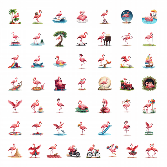 LUUFILx 50pcs Adorable Flamingo Stickers Animal Cartoon Travel - Themed Decals Stationery Water Bottle Laptop Phone Notebook Bicycle Stickers Set