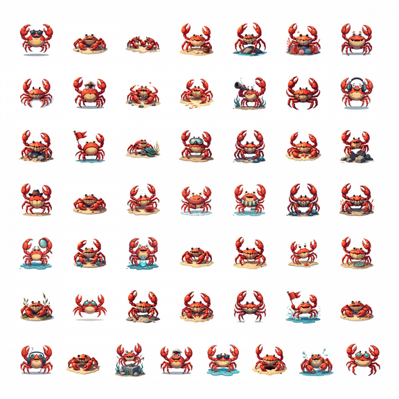 LUUFILx 50pcs Adorable Winter Crab Stickers Cartoon Stationery Kids Decals Water Bottle Laptop Phone Bicycle Notebook Stickers