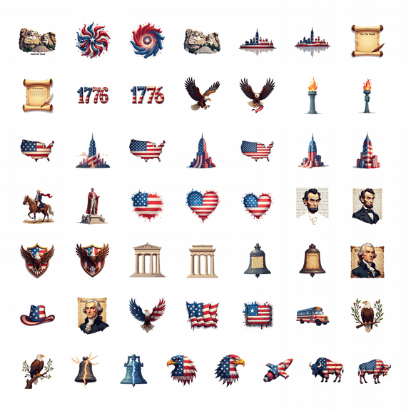 LUUFILx 50pcs American Bald Eagle Patriotic Kids Animal Sticker Set for Laptop Water Bottle Scrapbooking Journal Laptop