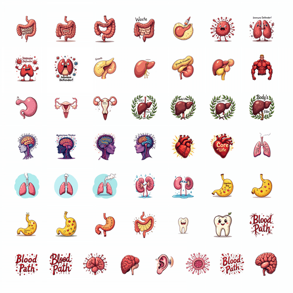 LUUFILx 50pcs Brain - themed Colorful Anatomical Science Stationery Stickers Kids Learning Stickers Decals for Water Bottle Laptop Phone Tablet Notebook Backpack