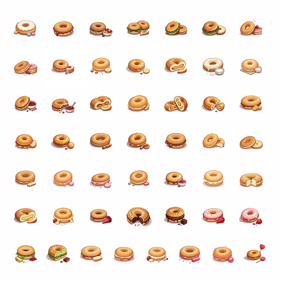 LUUFILx 50pcs Cartoon Bagel Food Stickers Stationery Cute Decals Kids Toy Water Bottle Laptop Phone Tablet Guitar Luggage Stickers Set