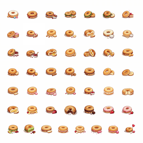 LUUFILx 50pcs Cartoon Bagel Food Stickers Stationery Cute Decals Kids Toy Water Bottle Laptop Phone Tablet Guitar Luggage Stickers Set