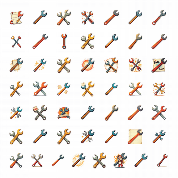 LUUFILx 50pcs Cartoon Wrench Stickers Tool - themed Kids Stationery Stickers Decals for Water Bottle Laptop Phone Skateboard Bicycle