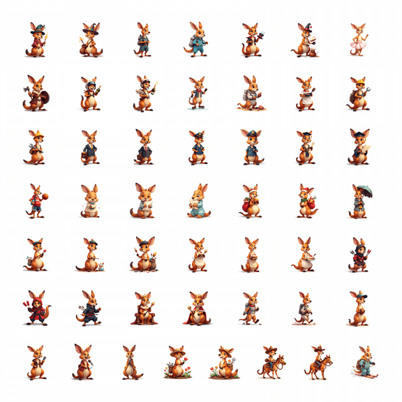 LUUFILx 50pcs Christmas Kangaroo with Gift Bag Cartoon Animal Stationery Sticker Set water bottle laptop kids gift