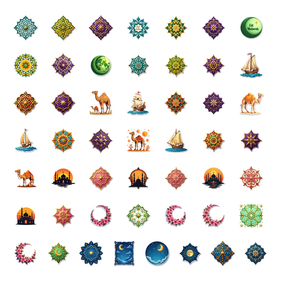 LUUFILx 50pcs Colorful Desert Camel Tent Animal Stationery Stickers for Kids Water Bottle Decor Laptop Travel Theme Adventure