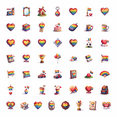 thumbnail image 1 of LUUFILx 50pcs Colorful Rainbow Heart Pride Stickers Gay Pride Festival Stationery Decals Water Bottle Laptop Phone Tablet Notebook Car Stickers Set, 1 of 1