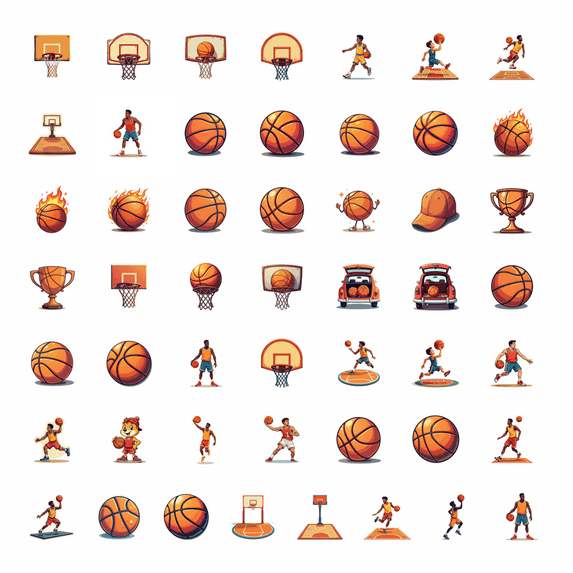 LUUFILx 50pcs Cool Basketball with Flame Stickers Sports Theme Kids Stationery Stickers Water Bottle Laptop Phone Bicycle Notebook Decal Stickers