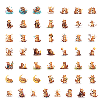 LUUFILx 50pcs Cute Bear Sparkling Star Cloud Kids Stationery Sticker for Laptop Phone Tablet Water Bottle