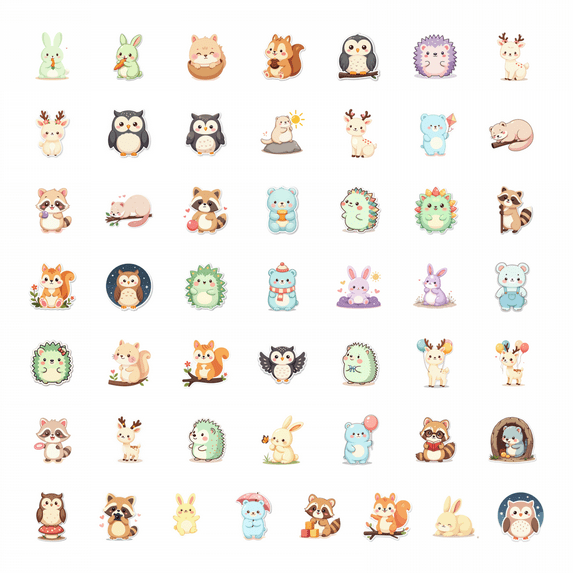 LUUFILx 50pcs Cute Bear Stickers Cartoon Animal Kite Stickers Fun Holiday Sticker Water Bottle Laptop Phone Skateboard Bicycle