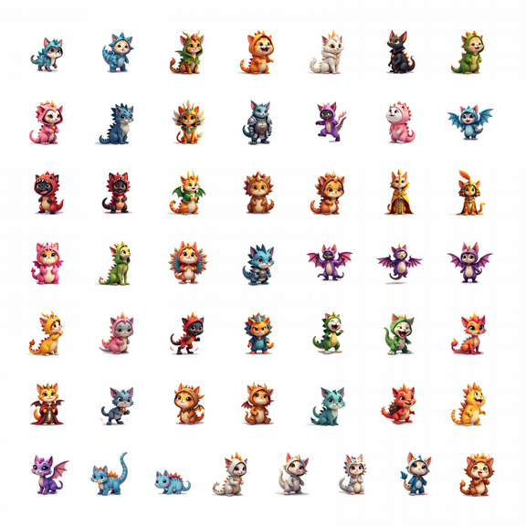 LUUFILx 50pcs Cute Dinosaur Cat Halloween Character Kids Sticker Set for Laptop Water Bottle Journal Skateboard