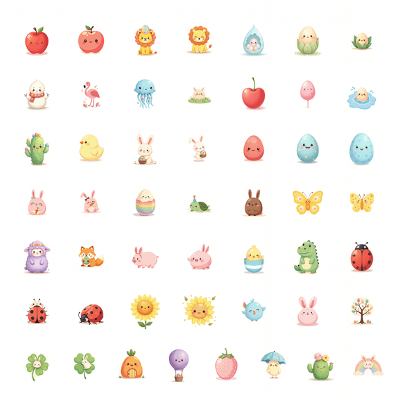 LUUFILx 50pcs Cute Easter Egg Pattern Kids Stationery Sticker Set Laptop Water Bottle Decor Journals