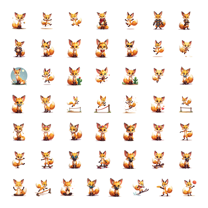 LUUFILx 50pcs Cute Fox Stickers Floral Cartoon Animal Forest Woodland Happy Celebration Scrapbook Phone Water Bottle Laptop Skateboard