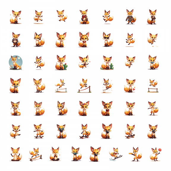 LUUFILx 50pcs Cute Fox Stickers Floral Cartoon Animal Forest Woodland Happy Celebration Scrapbook Phone Water Bottle Laptop Skateboard