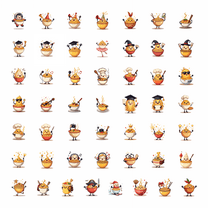 LUUFILx 50pcs Cute Graduation Noodle Bowl Character Food Stationery Sticker Set Kids Gift Water Bottle Laptop