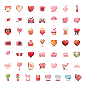 LUUFILx 50pcs Cute Heart Note Stationery Romantic Love Cartoon Planner Laptop Water Bottle Guitar Phone Bicycle Stickers Set