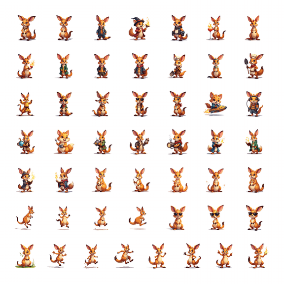 LUUFILx 50pcs Fun Flaming Event Animal Cartoon Kangaroo with Drink Stationery Stickers Laptop Scrapbook Water Bottle Luggage