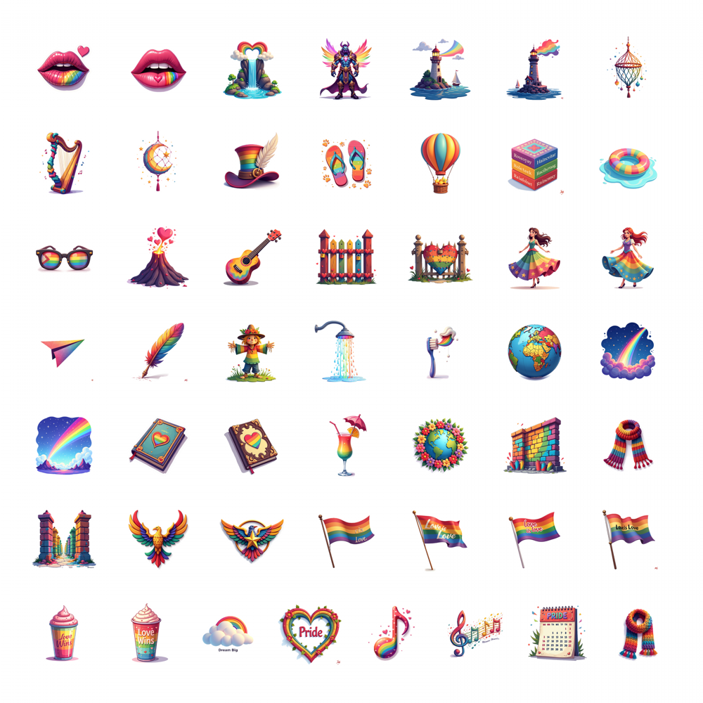 BEATRI 50-Pack LGBT Pride Stickers – Rainbow Vinyl Waterproof Decals For Laptop, Bottle, Helmet - View #3