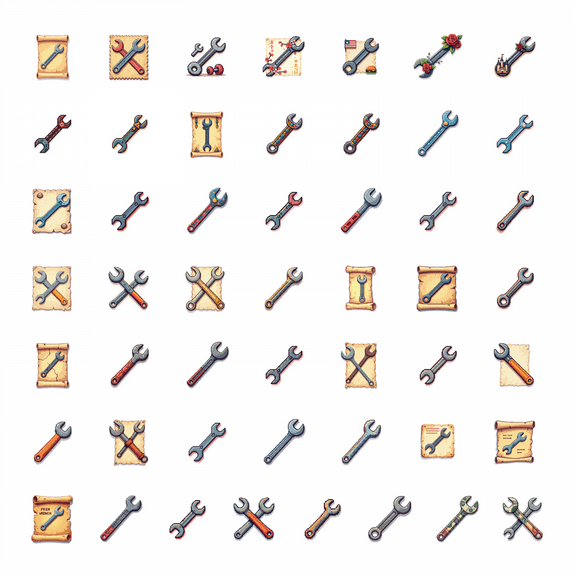 LUUFILx 50pcs Pixel Style Tool Stickers Mechanic Theme Stationery Decals Laptop Water Bottle Phone Skateboard Bicycle Stickers Set