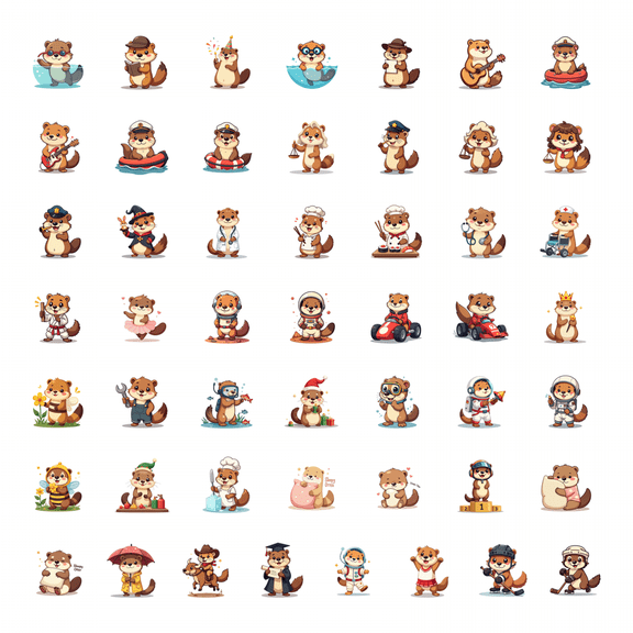 LUUFILx 50pcs Space Otter Stickers Cartoon Cute Animal Stickers Children Phone Laptop Water Bottle Luggage Stationery Holiday Stickers Set