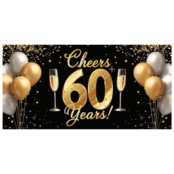 LUUFILx 60th Anniversary Celebration Banner Cheers to Years Backdrop Glitter Party Decoration for Milestone Birthday Wedding Event Photography Props Background