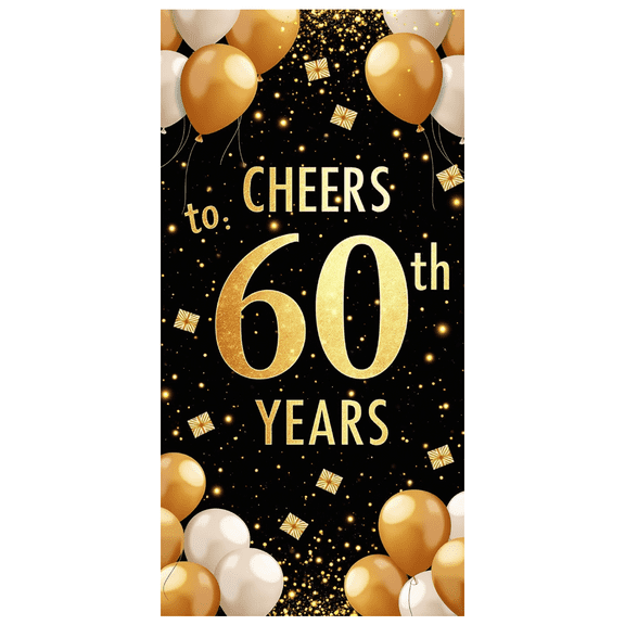LUUFILx 60th Birthday Backdrop Banner Party Decoration Cheers to 60 Years Background Decorations Celebration Event Supplies Photography Props