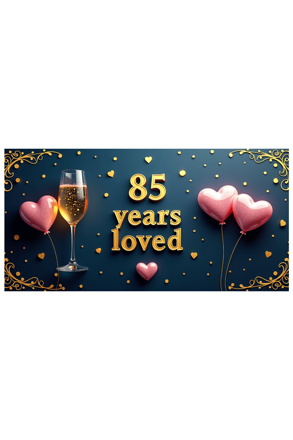 85 Years Loved Backdrop Banner Birthday Decoration Elegant Party Supplies Photography Props 85th Anniversary Celebration Background Decors