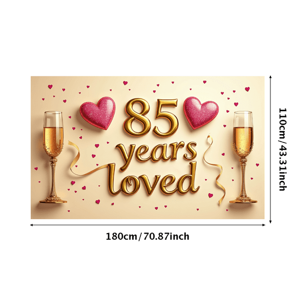 LUUFILx 85th Birthday Celebration Backdrop Banner Decor Party Decorations Golden Anniversary Event Supplies Love Background Celebration Cheers