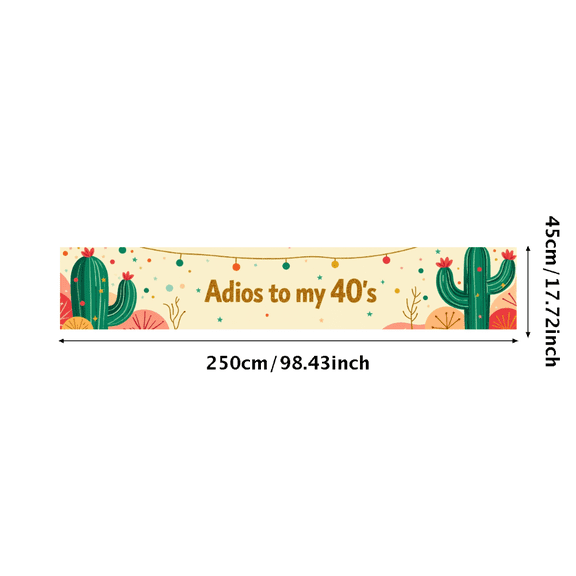LUUFILx Adios to My 40's Backdrop Cactus Banner Party Supplies Retirement Celebration Birthday Decorations Background Photography Props Decors