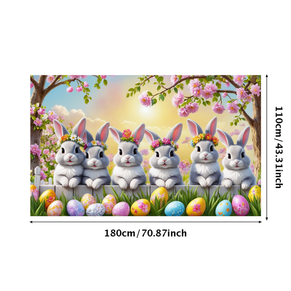 LUUFILx Adorable Bunny Themed Easter Background Backdrop Banner Colorful Decorations