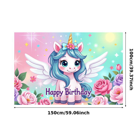 LUUFILx Adorable Unicorn Themed Happy Birthday Banner Background Decorations