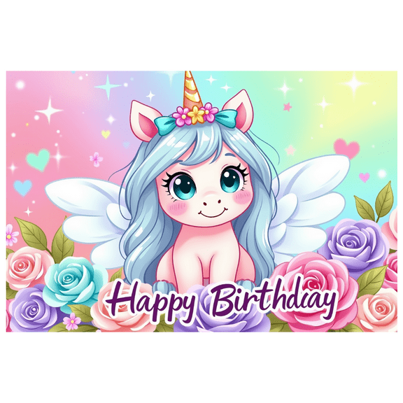 LUUFILx Adorable Unicorn Themed Happy Birthday Banner Background Decorations