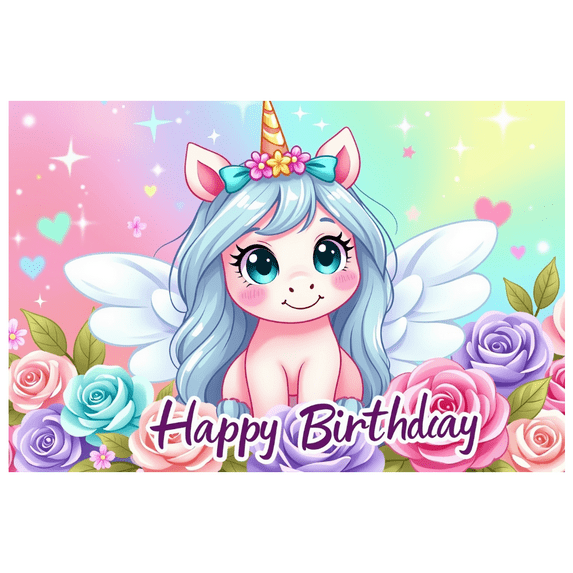 LUUFILx Adorable Unicorn Themed Happy Birthday Banner Background Decorations