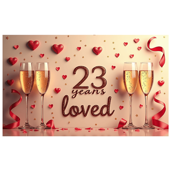 LUUFILx Anniversary Celebration Backdrop Banner 23 Years Loved Background Party Decorations Romantic Event Supplies Photo Props Valentine's Day Decor