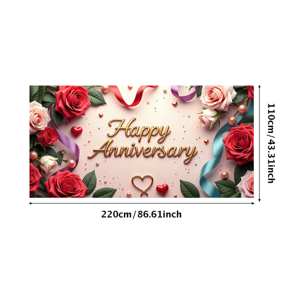LUUFILx Anniversary Celebration Backdrop Banner Party Decorations Photography Props Event Background Home Decor Supplies Happy Anniversary Decor