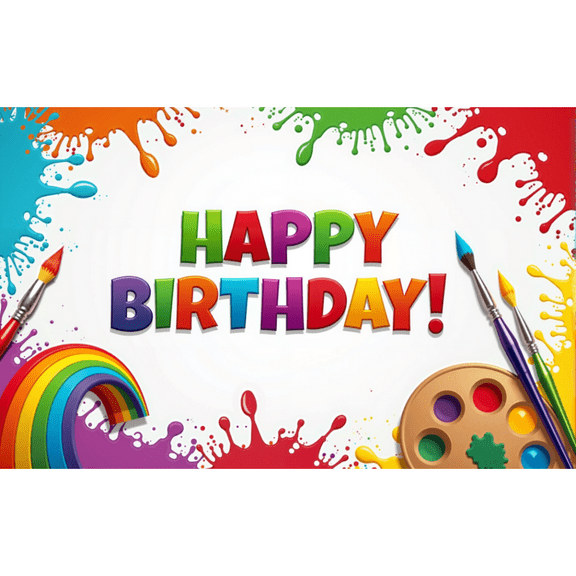 LUUFILx Art Paint Birthday Party Decorations Supplies Artist Happy Birthday Backdrop Banner Background for Mess Graffiti Wall Brush Event Baby Party Favors Hanging Photo Booth Props