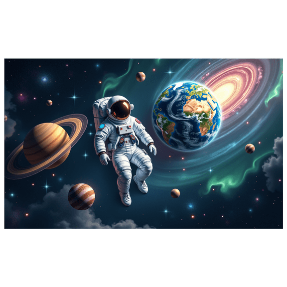 LUUFILx Astronaut Space Cosmos Banner Backdrop Galaxy Outer Space Party Decoration Sci-Fi Background Space Exploration Photography Props Classroom Decor