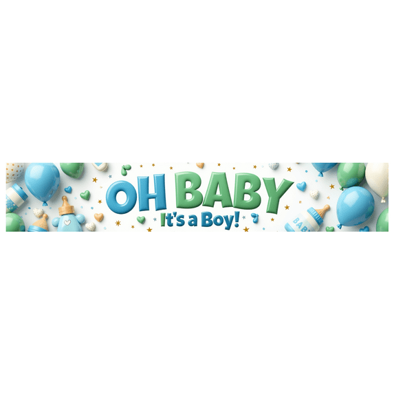 LUUFILx Baby Shower Backdrop for Baby Boy Banner with Balloons and Footprints Ideal for Party Decorations Photography Backgrounds Wall Banner Occasion