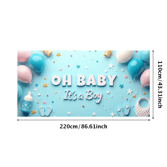 LUUFILx Baby Shower Backdrop for Baby Boy Banner with Balloons and Footprints Ideal for Party Decorations Photography Backgrounds Wall Banner Occasion