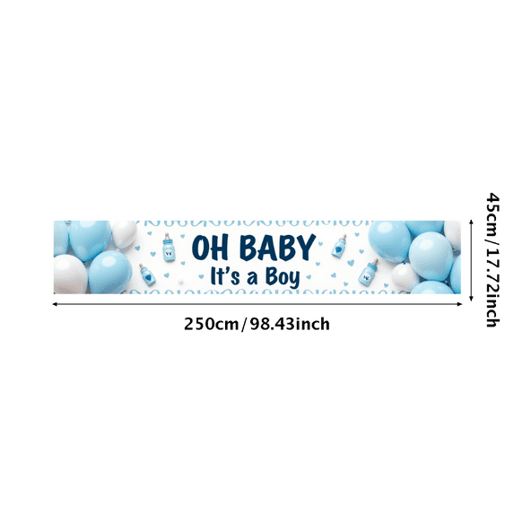 LUUFILx Baby Shower Backdrop for Baby Boy Banner with Balloons and Footprints Ideal for Party Decorations Photography Backgrounds Wall Banner Occasion