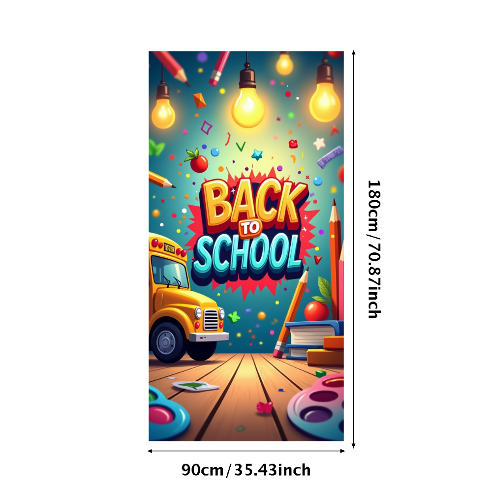 LUUFILx Back to School Banner with Books and Apples Cartoon Style ...