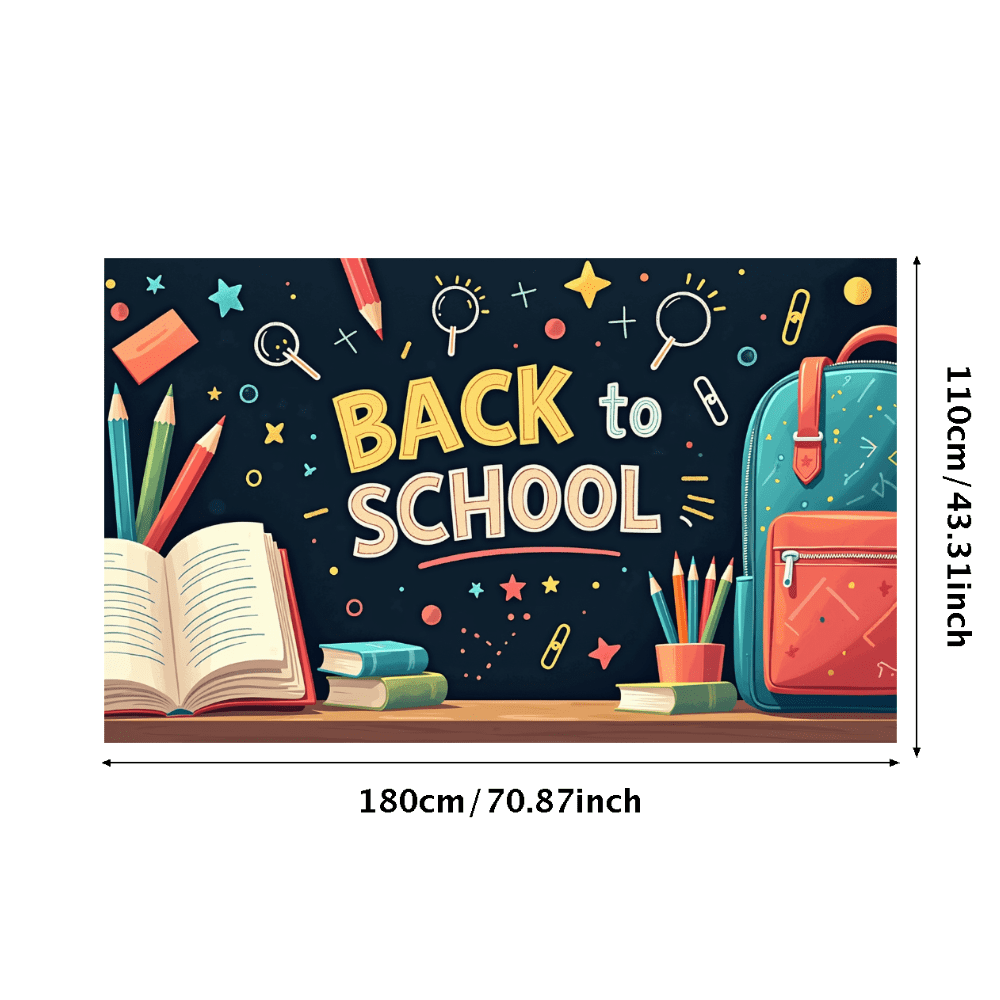 LUUFILx Back to School Banner with Books and Apples Cartoon Style ...